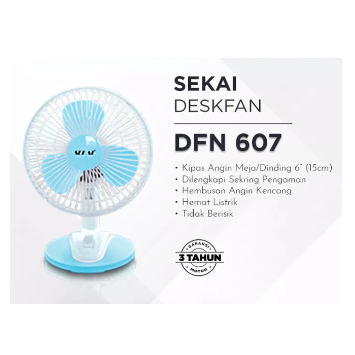 Sekai Desk Fan 6" - DFN607 Biru 